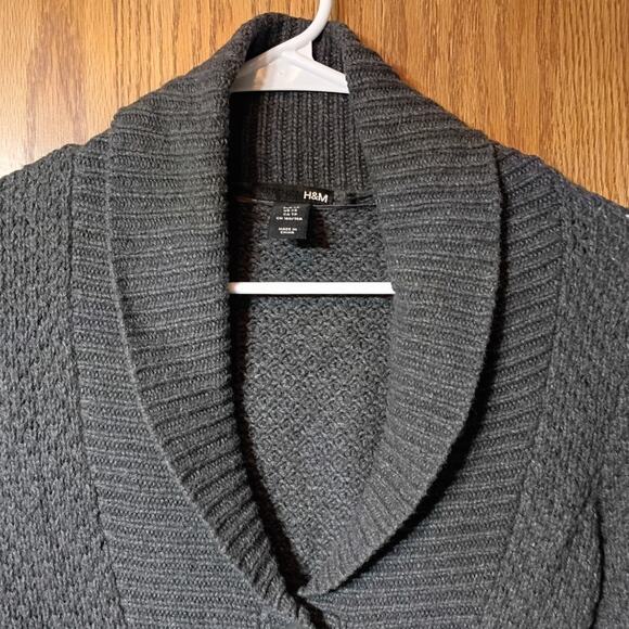 H&M XS Textured Shawl Collar Knit Cardigan Minimalist Quietlux Neutral Layering - Picture 2 of 9